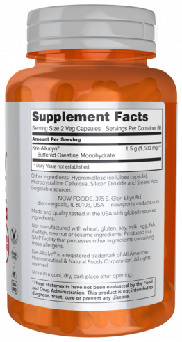 NOW Kre-Alkalyn Creatine 750 mg, 120 капсул