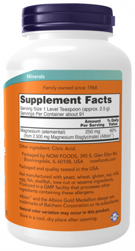 NOW Магний Бисглицинат, 227 грамм