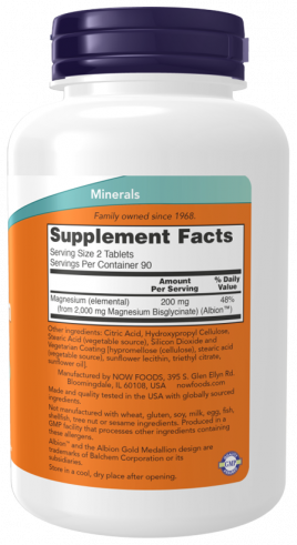 NOW Magnesium Glycinate, Магния Глицинат, 180 таблеток