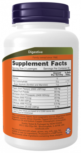 NOW Papaya Enzyme, 180 таблеток